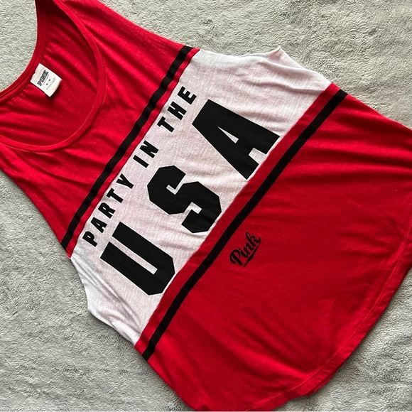 PINK Victoria's Secret Tops - PINK Victoria's Secret Party In USA Patriotic July 4 Sleeveless Muscle Tank Top